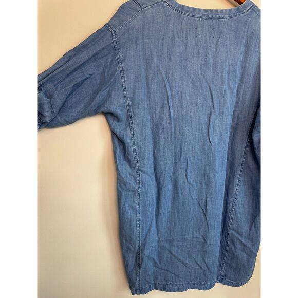 Lou & Grey Blue Denim-like Shirt Dress with Bow Detail Medium - Picture 8 of 9